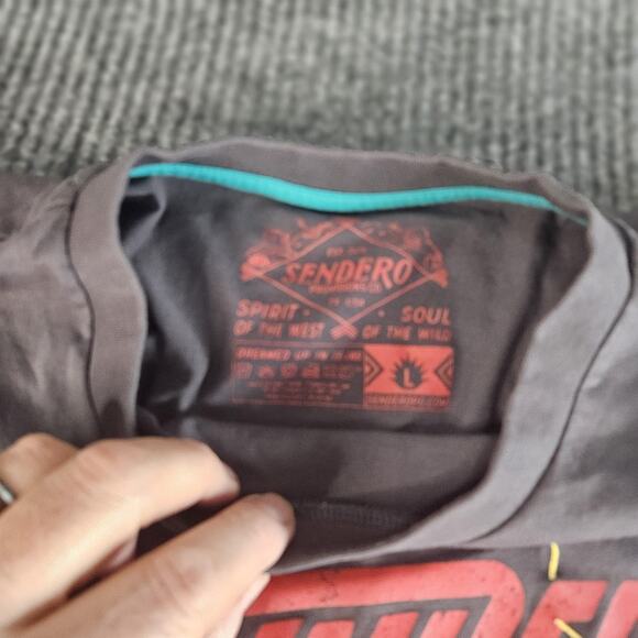 Sendero Shirt Womens Large Thunder Rolls Cropped Embroidered Lightning Western - Picture 2 of 10